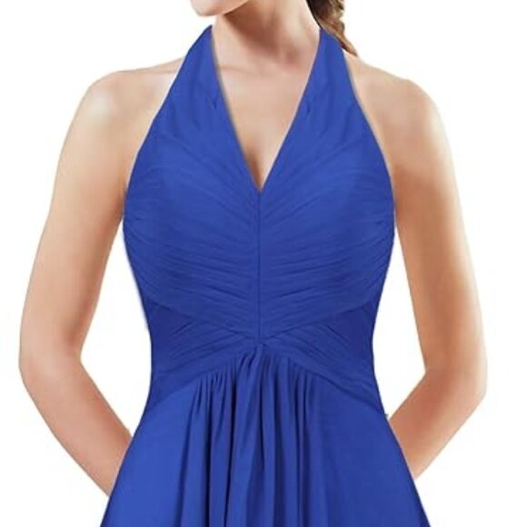 Chiffon Short Bridesmaid Dress Halter Homecoming Dress - Picture 1 of 6